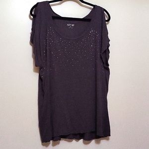 Grey cold shoulder beaded top